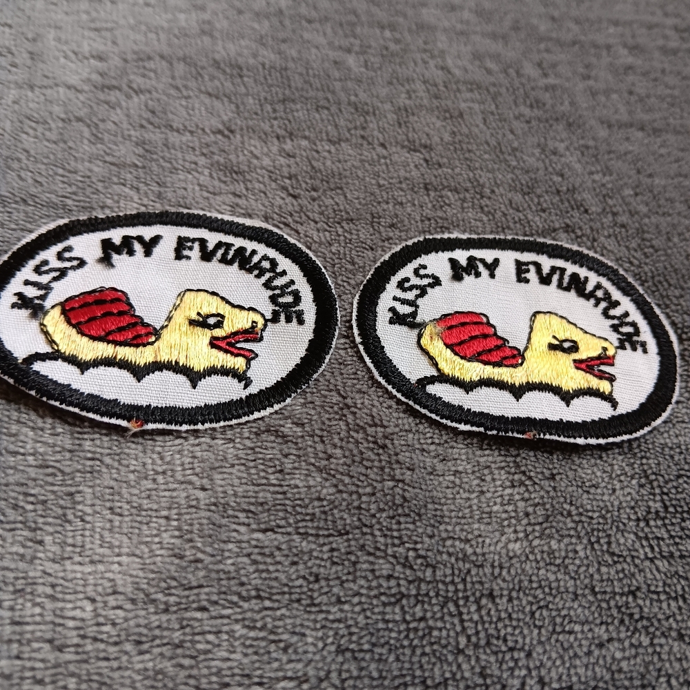 Happily Rude Vintage Outboard Motor Boating Patch Set Kiss My Evinrude Applique